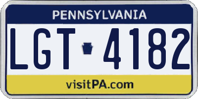 PA license plate LGT4182