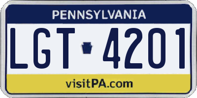 PA license plate LGT4201