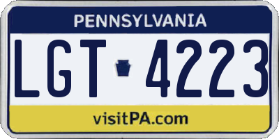 PA license plate LGT4223
