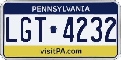 PA license plate LGT4232
