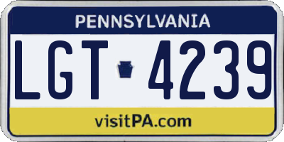 PA license plate LGT4239