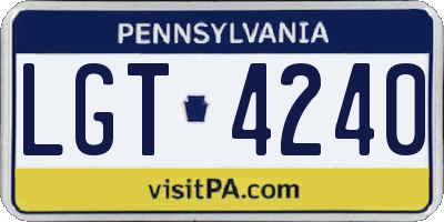 PA license plate LGT4240