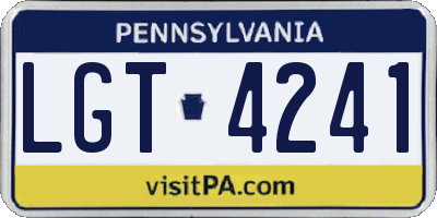 PA license plate LGT4241