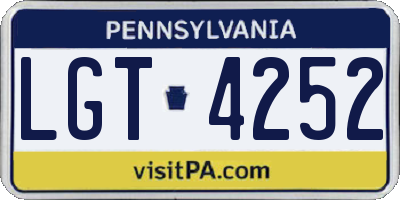 PA license plate LGT4252