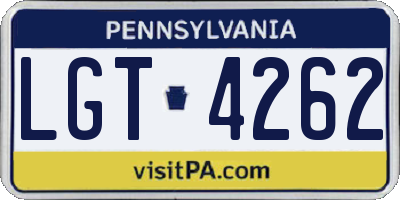 PA license plate LGT4262