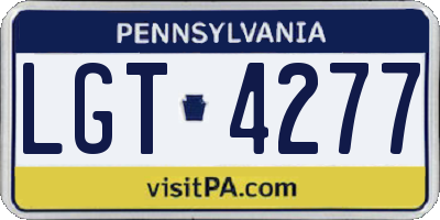 PA license plate LGT4277