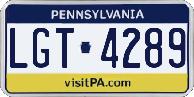 PA license plate LGT4289
