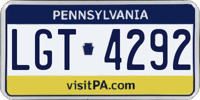 PA license plate LGT4292