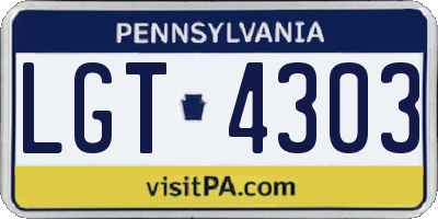 PA license plate LGT4303
