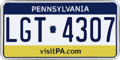 PA license plate LGT4307