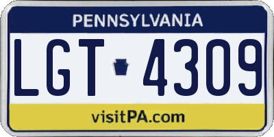 PA license plate LGT4309