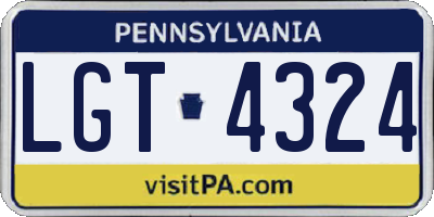 PA license plate LGT4324
