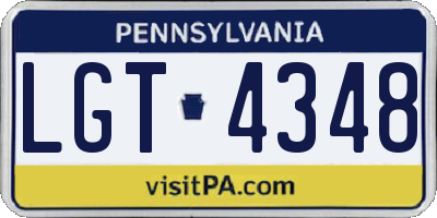 PA license plate LGT4348