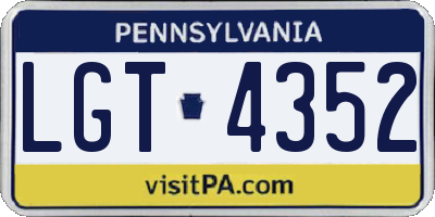 PA license plate LGT4352