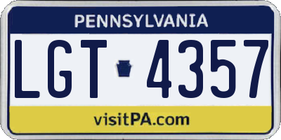 PA license plate LGT4357