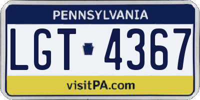 PA license plate LGT4367