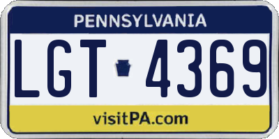 PA license plate LGT4369
