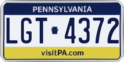 PA license plate LGT4372