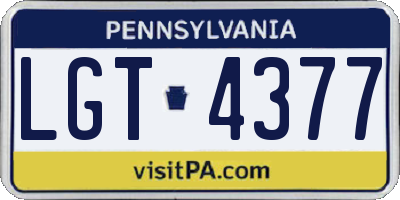 PA license plate LGT4377