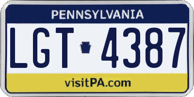 PA license plate LGT4387