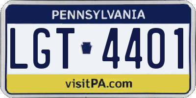PA license plate LGT4401