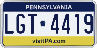 PA license plate LGT4419