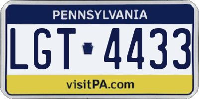 PA license plate LGT4433