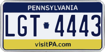 PA license plate LGT4443