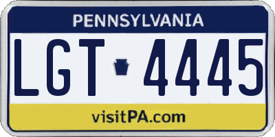 PA license plate LGT4445
