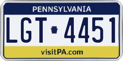 PA license plate LGT4451