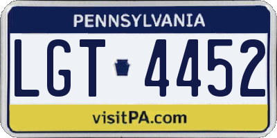 PA license plate LGT4452