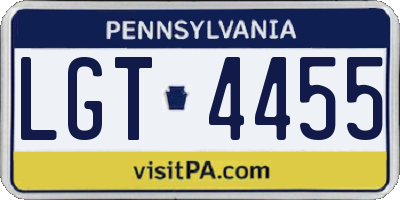 PA license plate LGT4455
