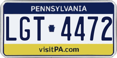 PA license plate LGT4472