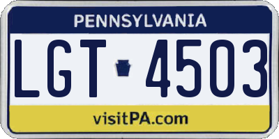 PA license plate LGT4503