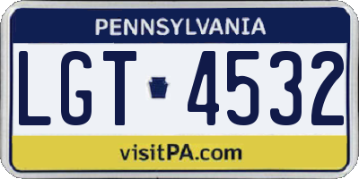 PA license plate LGT4532