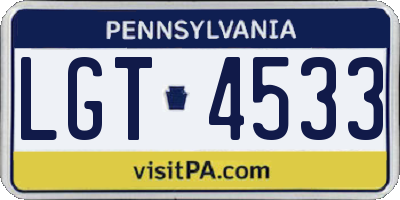 PA license plate LGT4533
