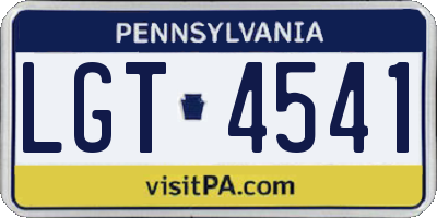 PA license plate LGT4541