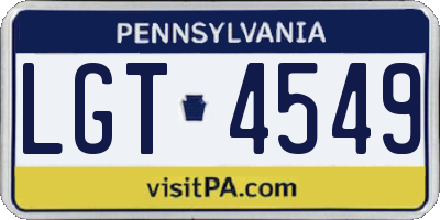 PA license plate LGT4549