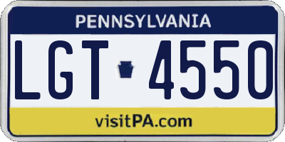 PA license plate LGT4550