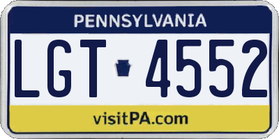 PA license plate LGT4552