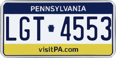 PA license plate LGT4553