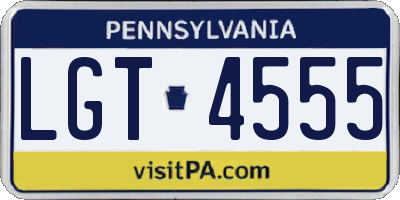 PA license plate LGT4555