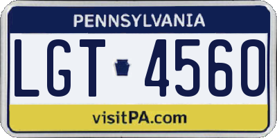 PA license plate LGT4560