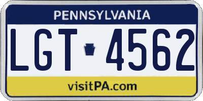 PA license plate LGT4562