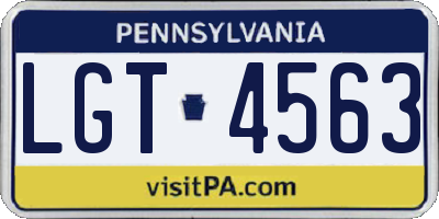 PA license plate LGT4563