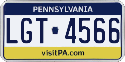 PA license plate LGT4566