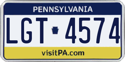 PA license plate LGT4574