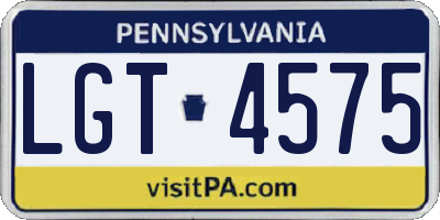 PA license plate LGT4575
