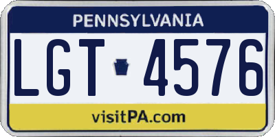 PA license plate LGT4576