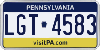 PA license plate LGT4583